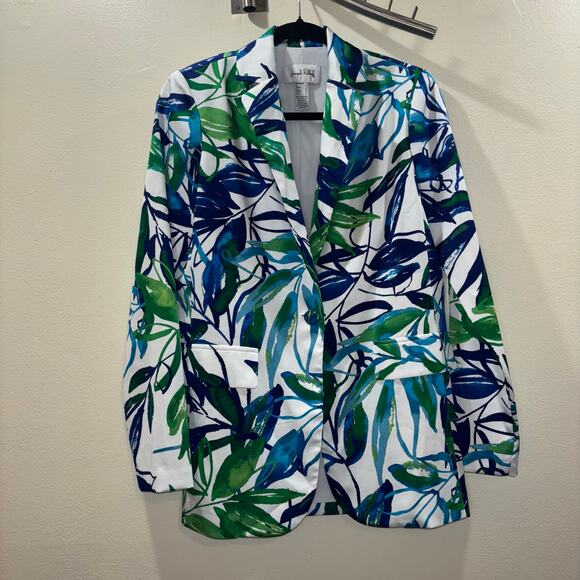 Joseph Ribkoff Tropical Leaf Print Blazer Jacket – Size 2 - Picture 10 of 15